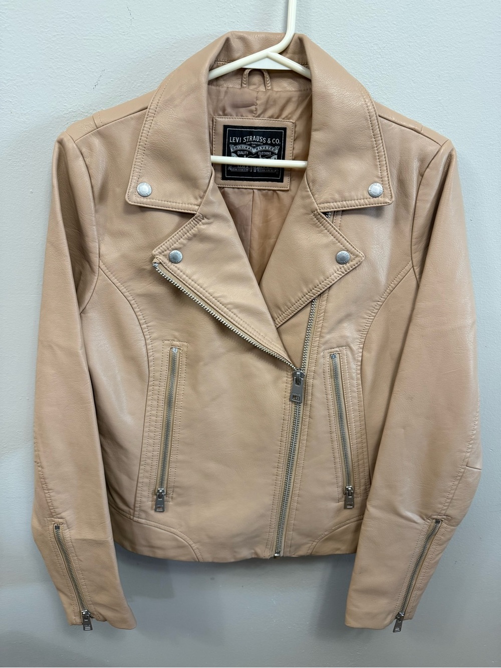 Levi's Women's Tan Faux Leather Moto Jacket Medium